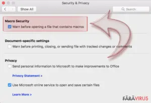 Disable Macros on Mac OS X. Step 3