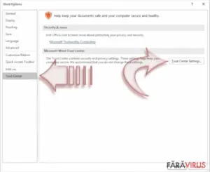 Disable Macros on Windows. Step 3