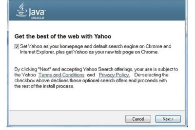 Oracle has decided to displace Ask with Yahoo! in Java updates