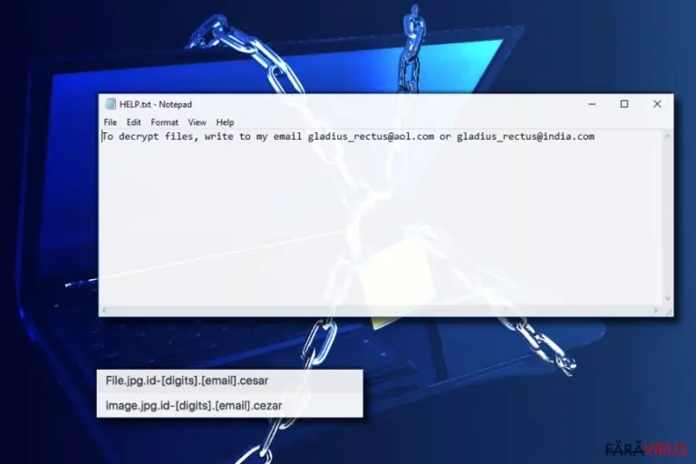 Virusul de tip ransomware Cezar