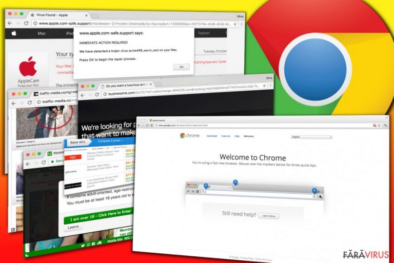 Exemple de reclame afişate de adware-ul Chrome