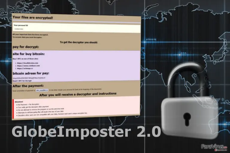 The image of GlobeImposter 2.0 ransomware virus