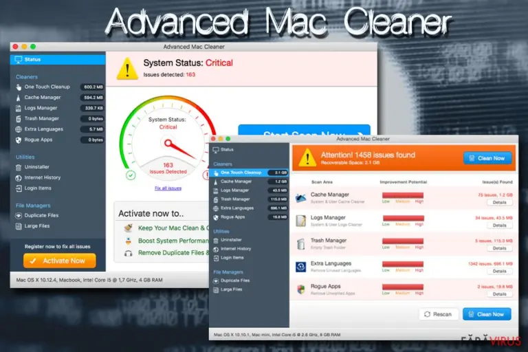 Virusul Mac Advanced Mac Cleaner