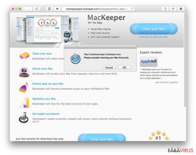 Pop up-urile MacKeeper pe diferite site-uri