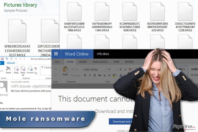 Imaginea virusului de tip ransomware Mole