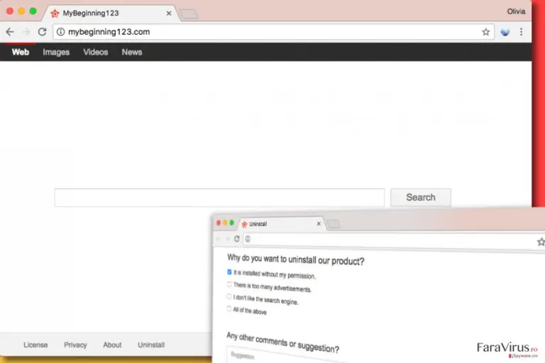 Image of Mybeginning123.com virus