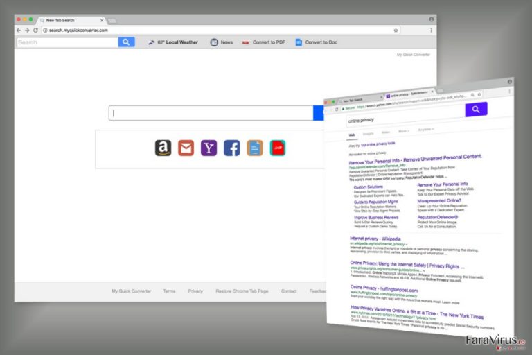 Exemplu al motorului de căutare Search.myquickconverter.com