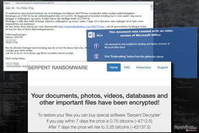Imaginea virusului de tip ransomware Serpent