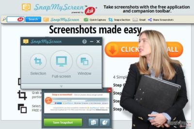 Captură de ecran cu SnapMyScreen Toolbar