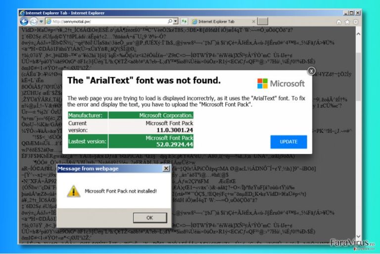 Reclamele “The ArialText font was not found”