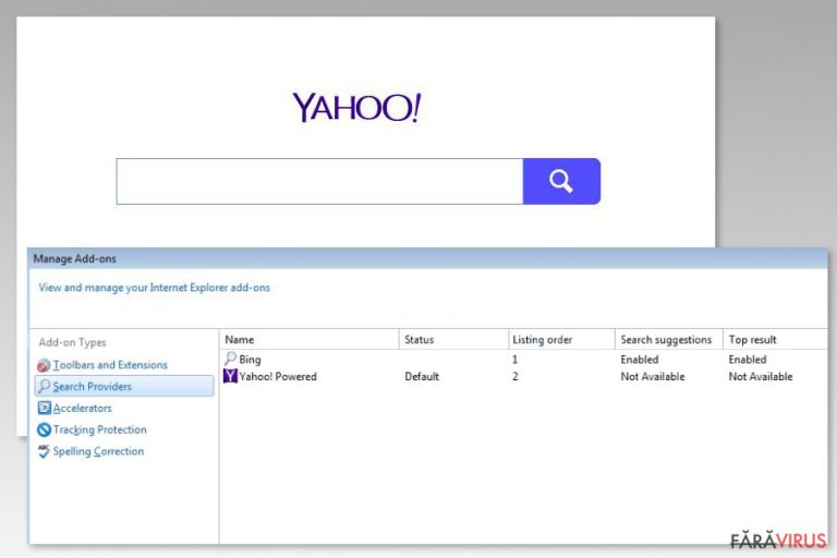 Imaginea virusului Yahoo Powered