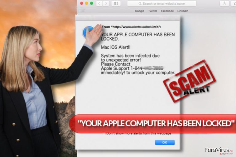 Virusul "YOUR APPLE COMPUTER HAS BEEN LOCKED"